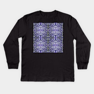 white swirls and dots on purple, pattern Kids Long Sleeve T-Shirt